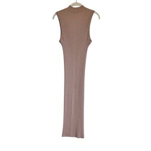 Zara Tan Ribbed Midi Dress
